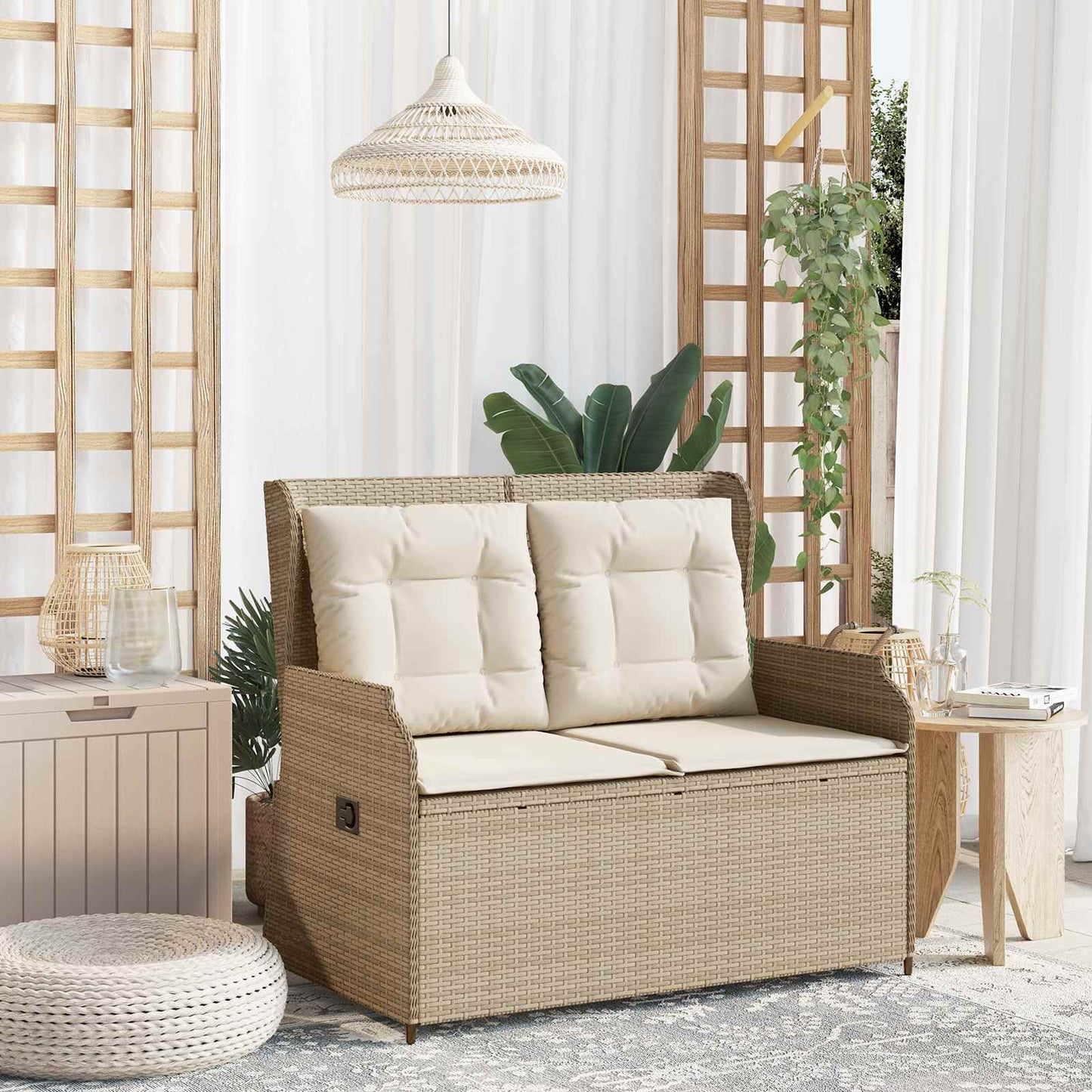 Gartenbank Grau Poly-Rattan