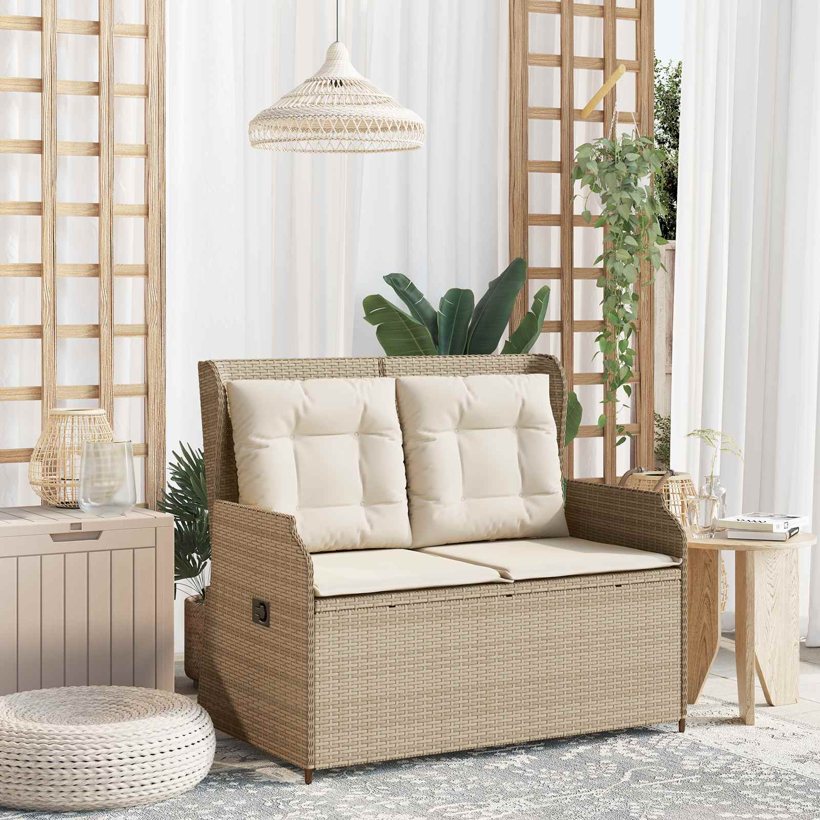 Gartenbank Grau Poly-Rattan