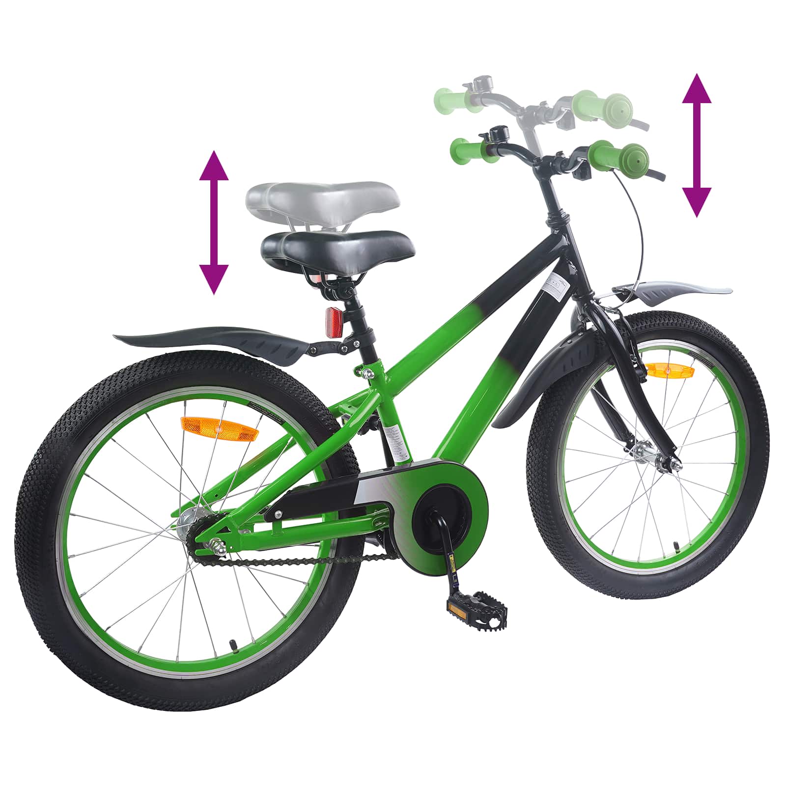 Kinderfahrrad Für 6-11 Jahre Alt Grün Schwarz