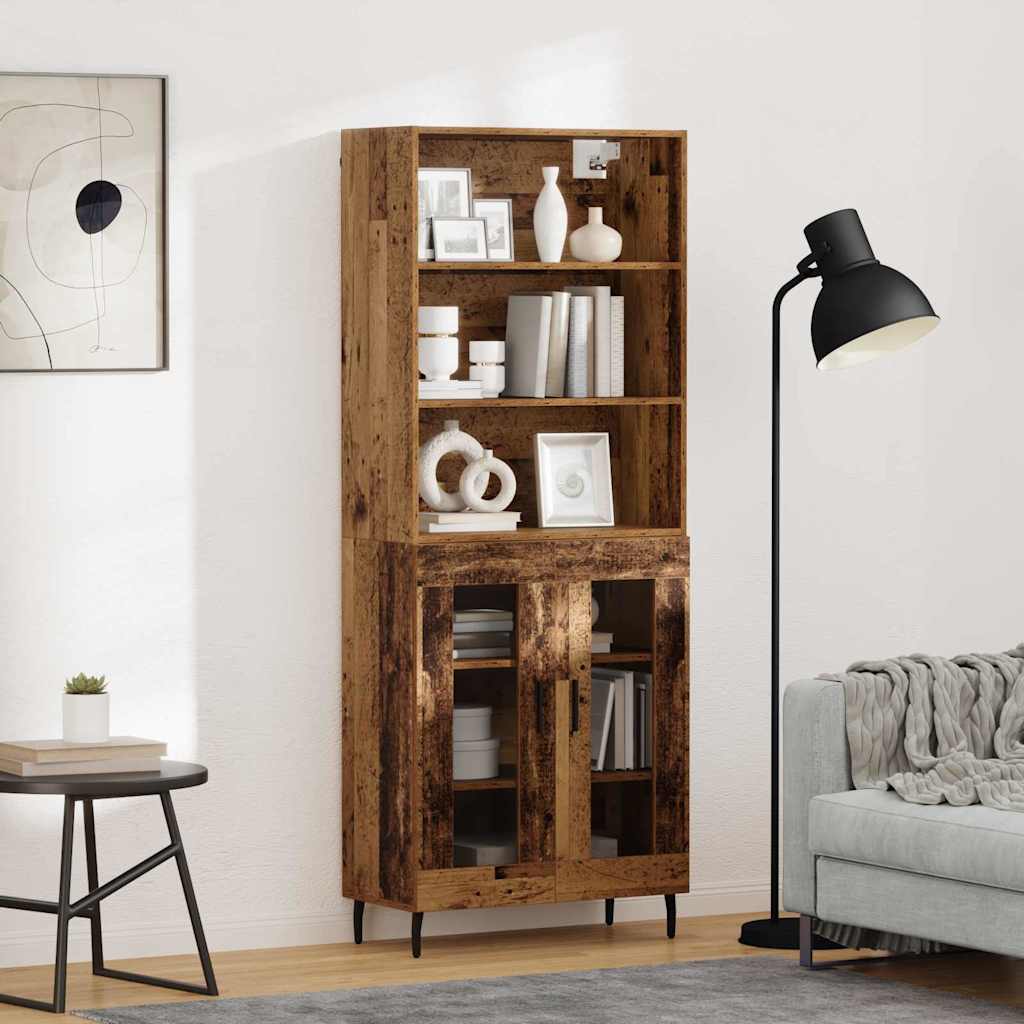 Highboard Braun Eichen-Optik 69,5X34X180 Cm Holzwerkstoff