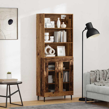 Highboard Braun Eichen-Optik 69,5X34X180 Cm Holzwerkstoff