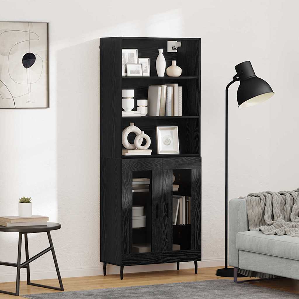 Highboard Braun Eichen-Optik 69,5X34X180 Cm Holzwerkstoff