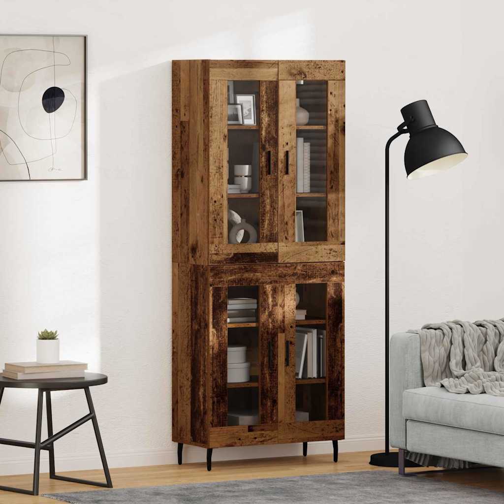 Highboard Braun Eichen-Optik 69,5X34X180 Cm Holzwerkstoff