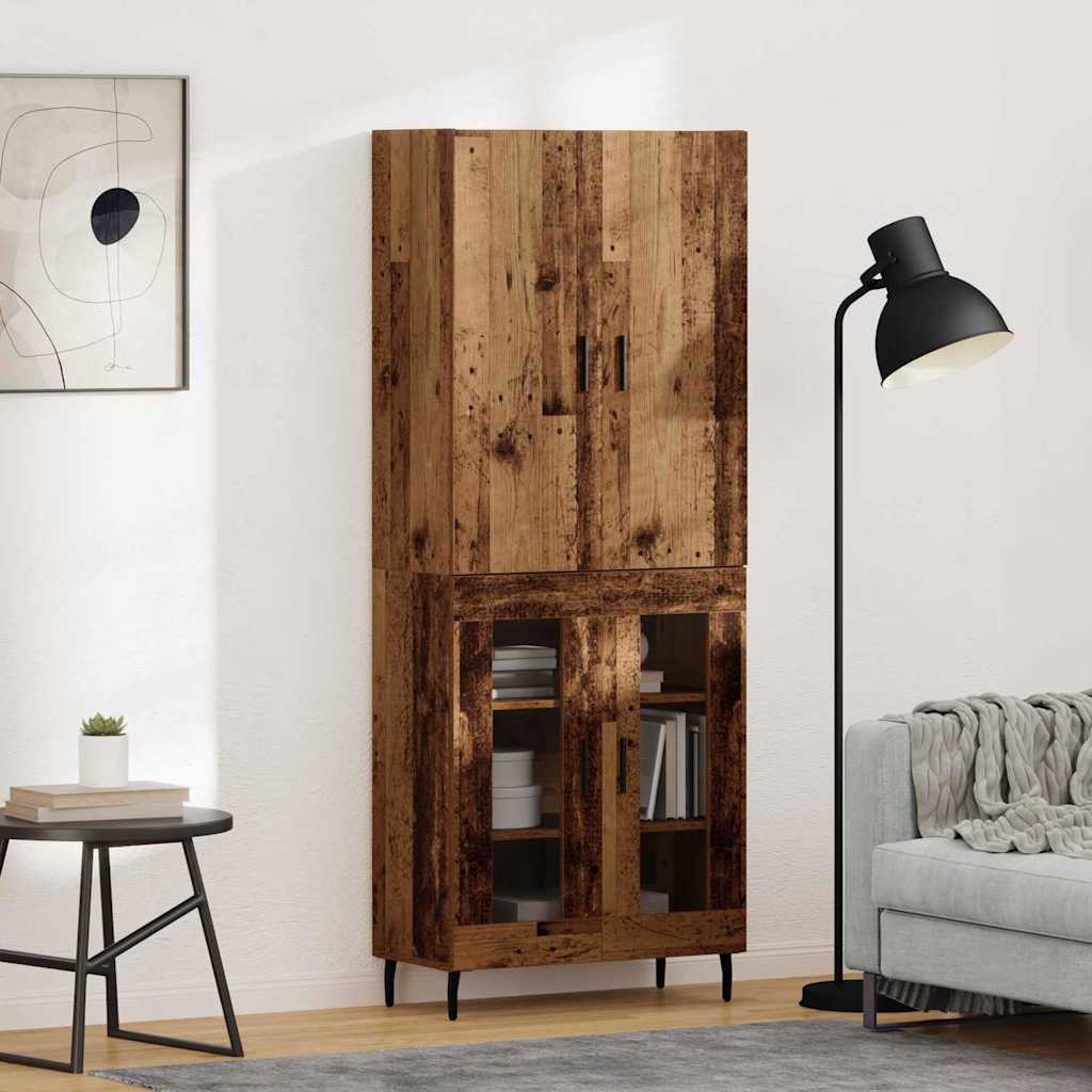 Highboard Braun Eichen-Optik 69,5X34X180 Cm Holzwerkstoff