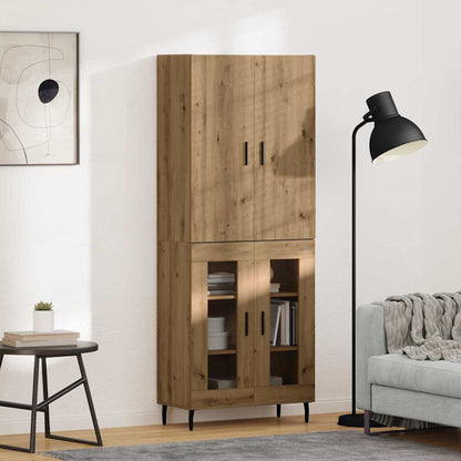 Highboard Braun Eichen-Optik 69,5X34X180 Cm Holzwerkstoff