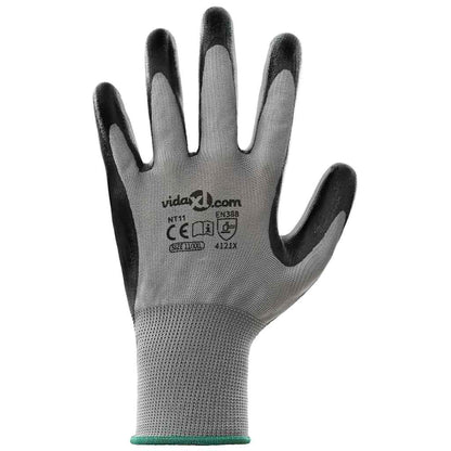 Arbeitshandschuhe 24 Pcs Grau Und Schwarz 11 / Xxl Polyester