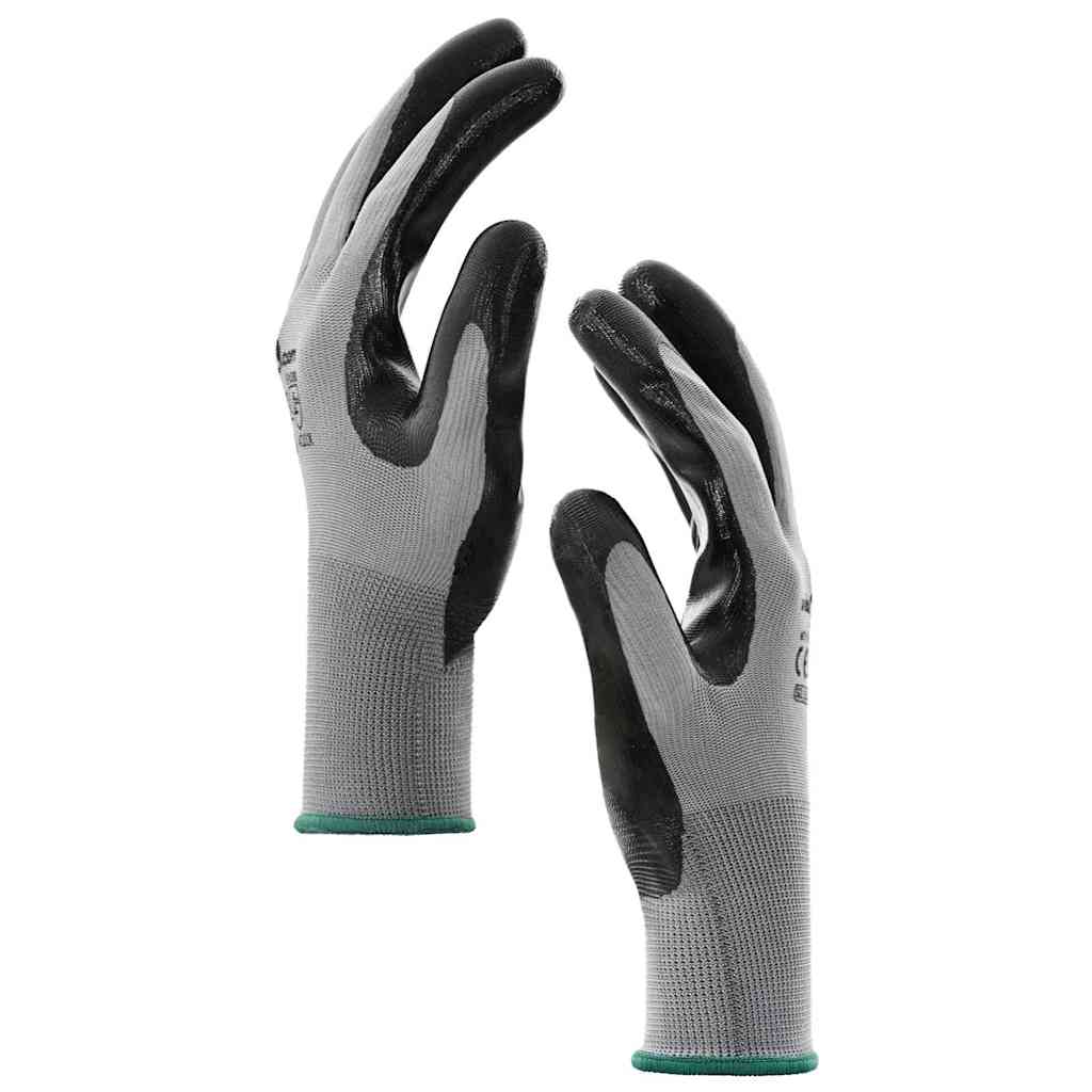 Arbeitshandschuhe 24 Pcs Grau Und Schwarz 11 / Xxl Polyester