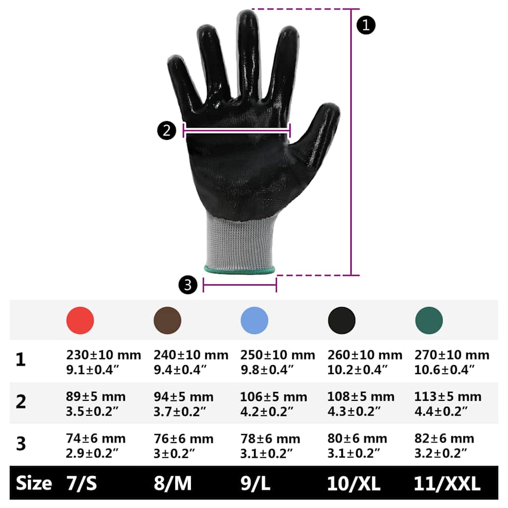 Arbeitshandschuhe 24 Pcs Grau Und Schwarz 11 / Xxl Polyester