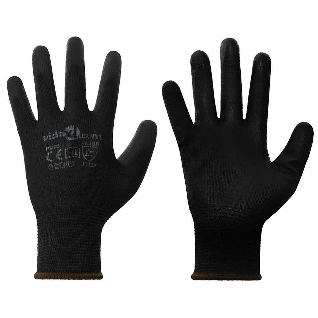 Arbeitshandschuhe 12 Pcs Schwarz 7 / S Polyester
