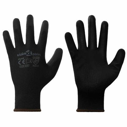 Arbeitshandschuhe 12 Pcs Schwarz 7 / S Polyester