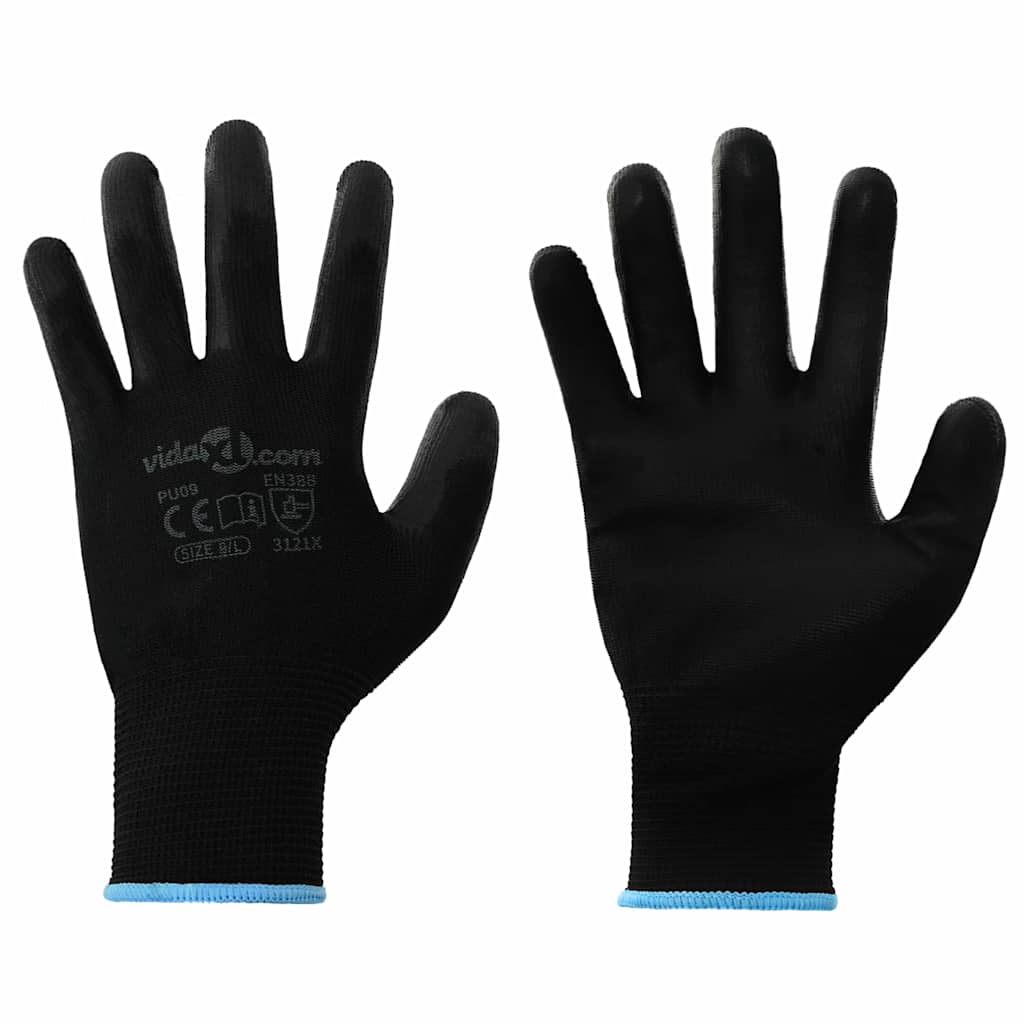 Arbeitshandschuhe 12 Pcs Schwarz 7 / S Polyester