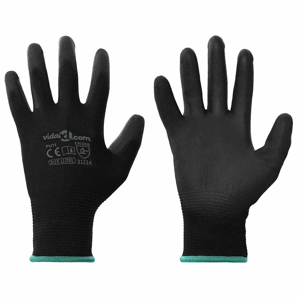Arbeitshandschuhe 12 Pcs Schwarz 7 / S Polyester
