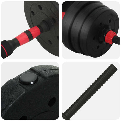 2-In-1 Hantelset 30Kg Schwarz Und Rot
