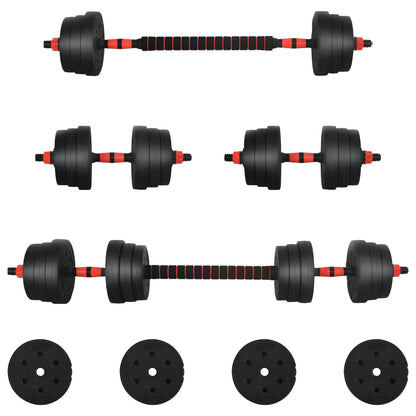 2-In-1 Hantelset 30Kg Schwarz Und Rot