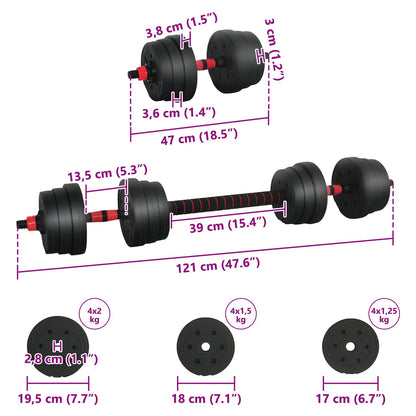 2-In-1 Hantelset 30Kg Schwarz Und Rot