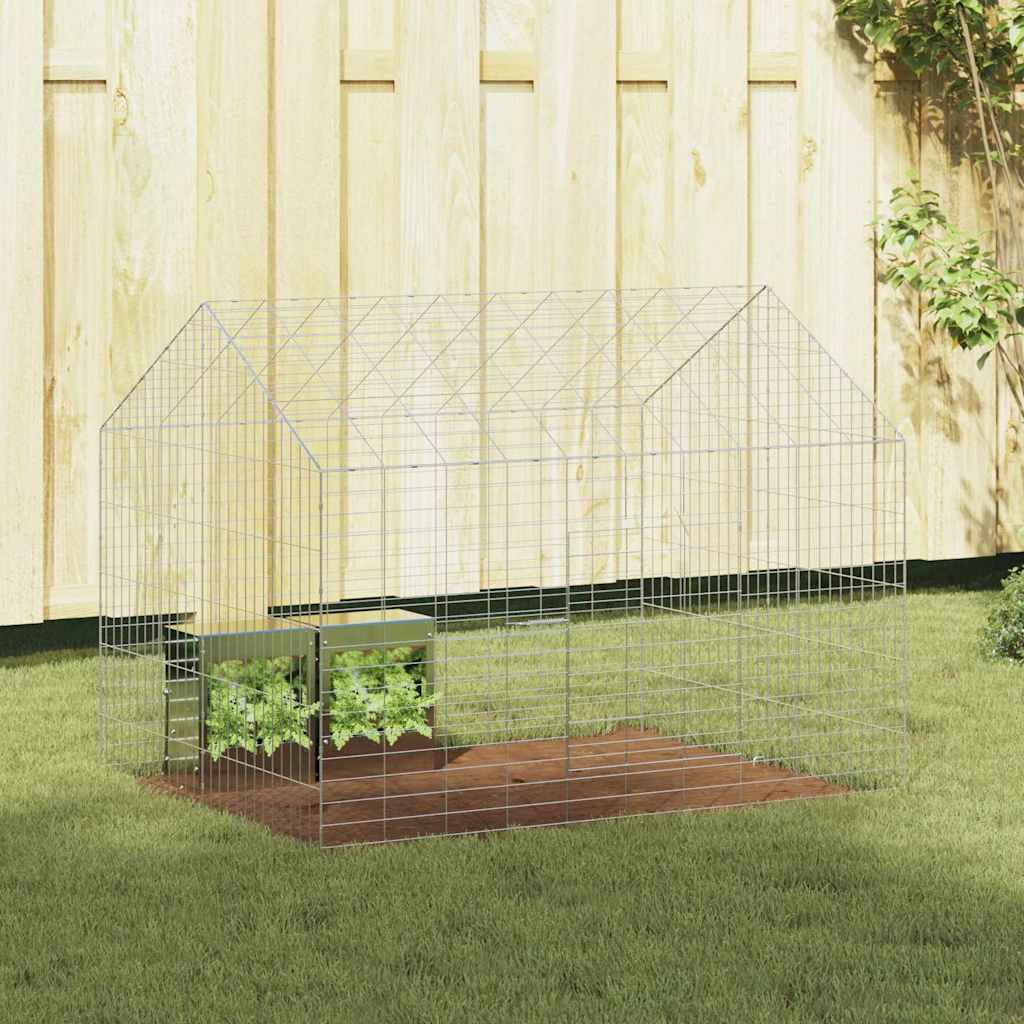 Hasenkäfig Silber 400 X 78 X 78 Cm Verzinkter Stahl