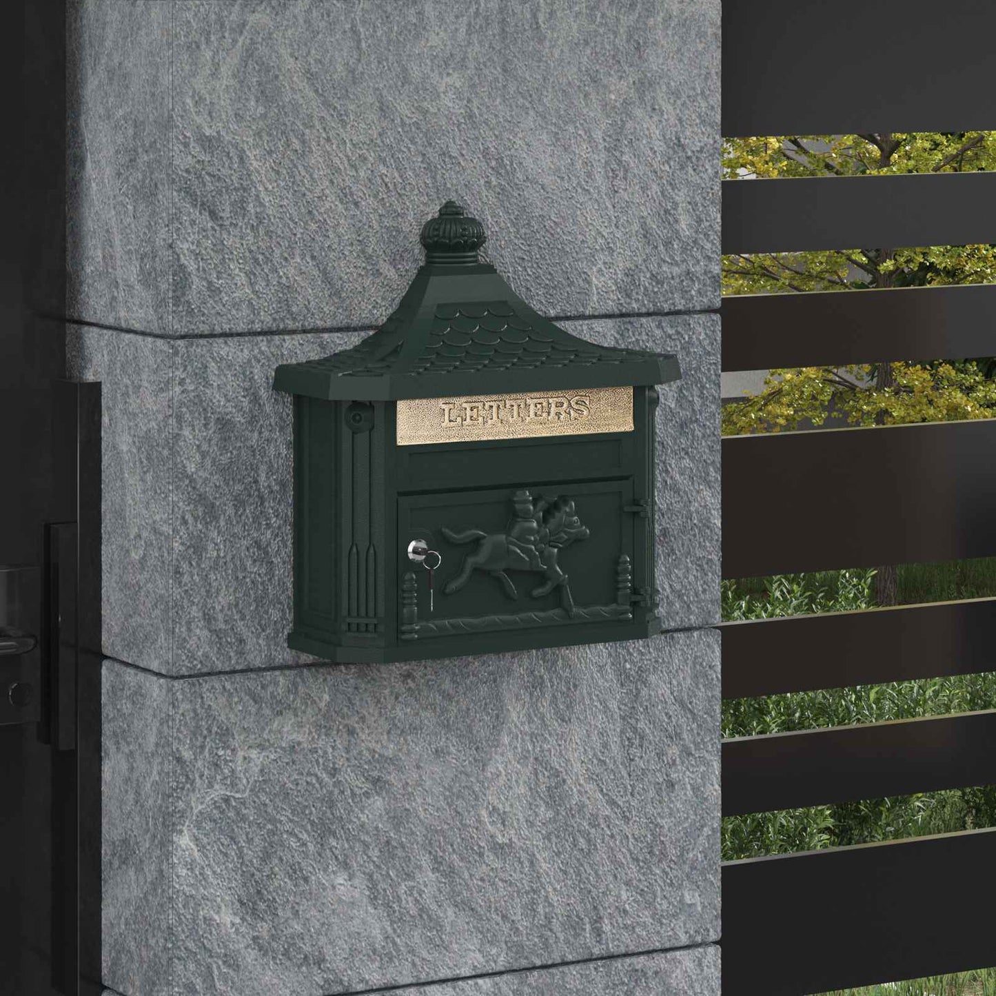 Wandmontierter Briefkasten 40,5 X 16 X 45 Cm Gussaluminium