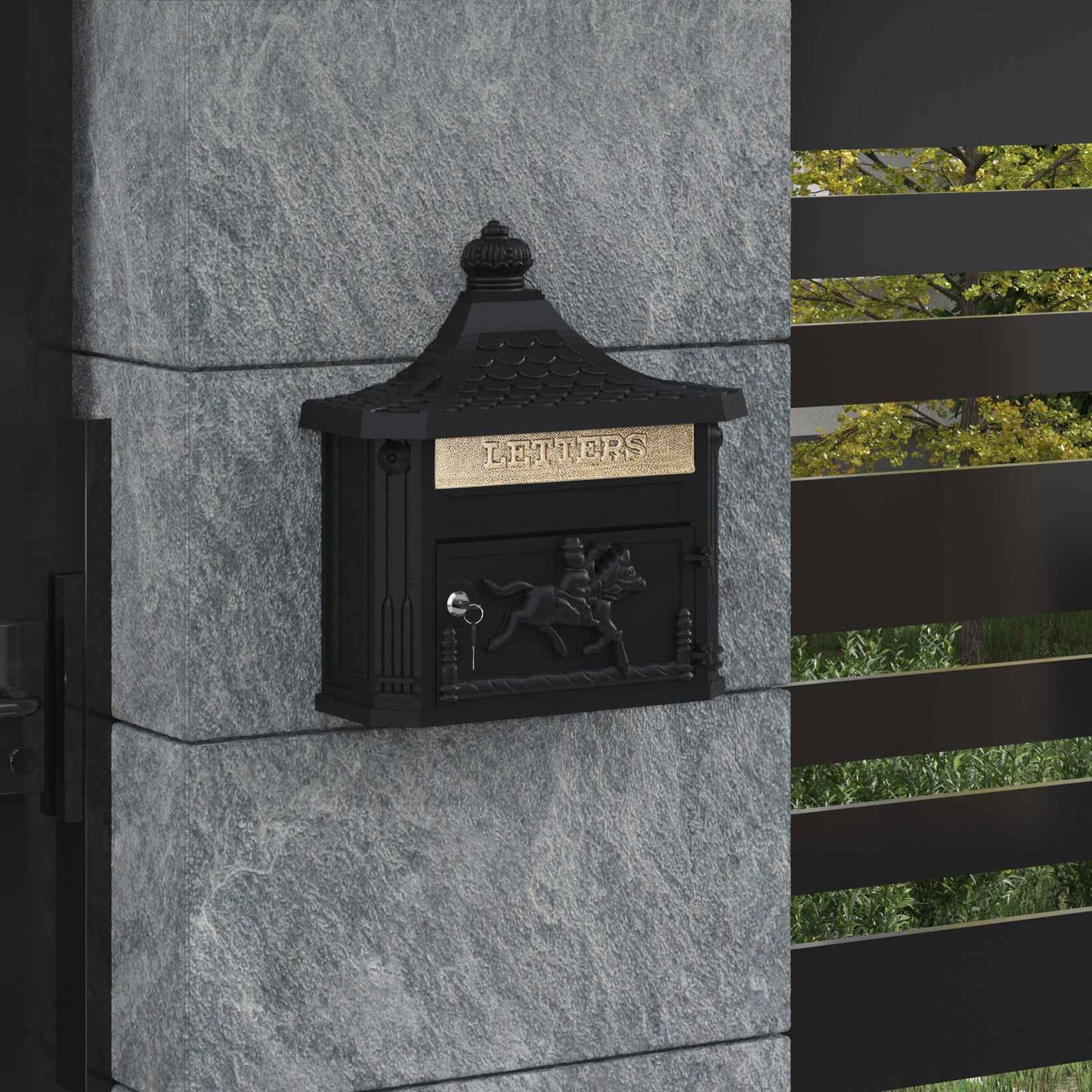 Wandmontierter Briefkasten 40,5 X 16 X 45 Cm Gussaluminium