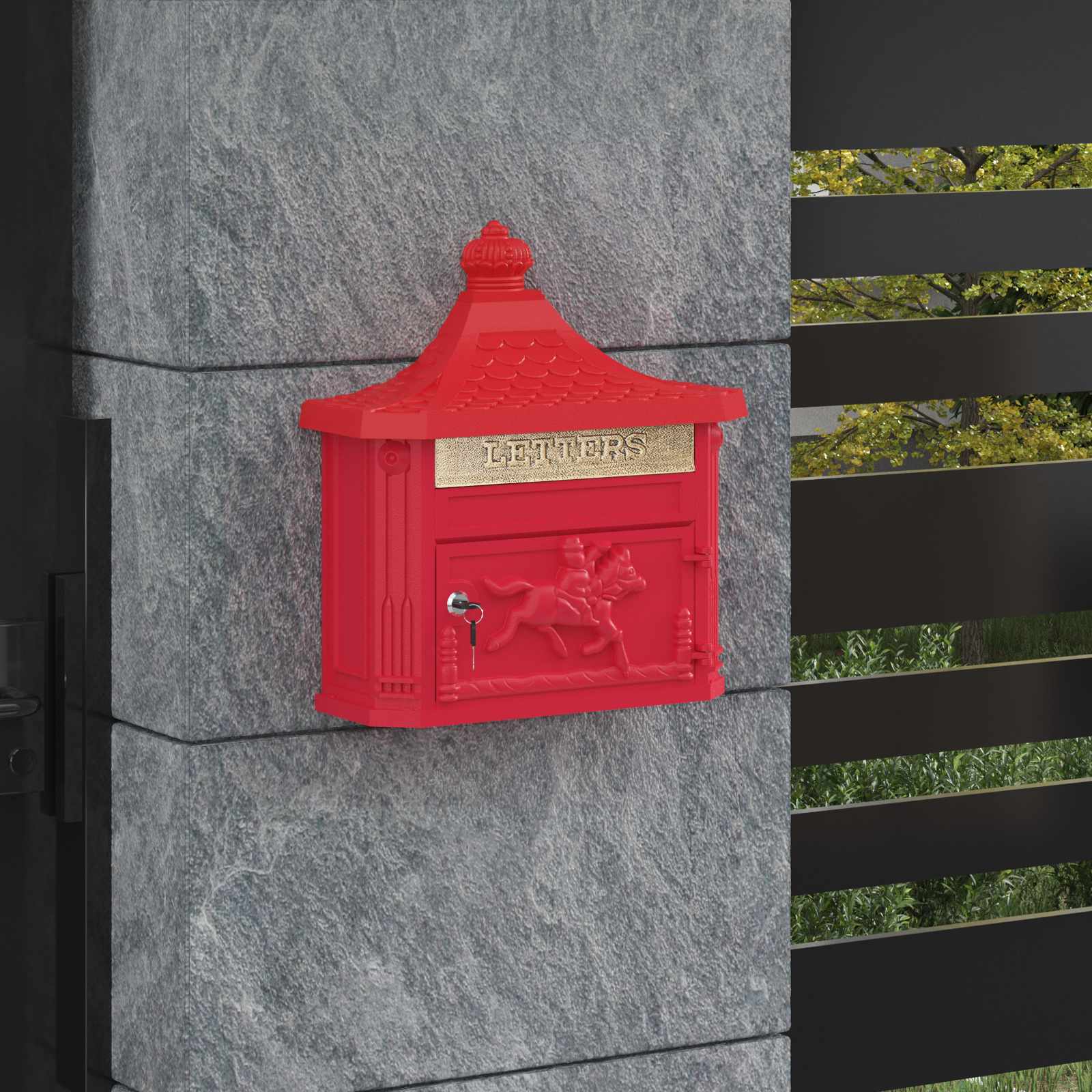 Wandmontierter Briefkasten 40,5 X 16 X 45 Cm Gussaluminium