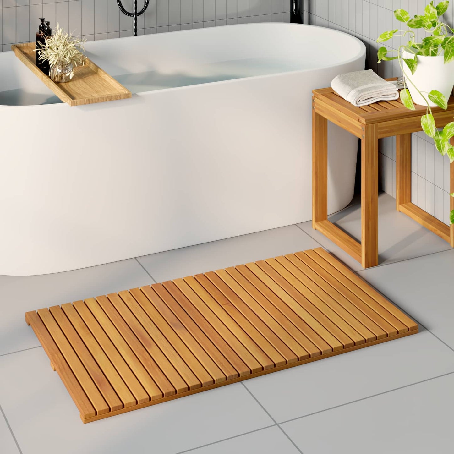 Badematte Uni Braun Holz