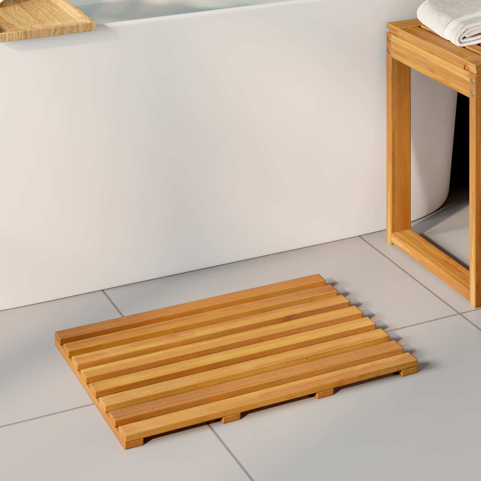 Badematte Uni Braun 100 X 53 Cm Holz