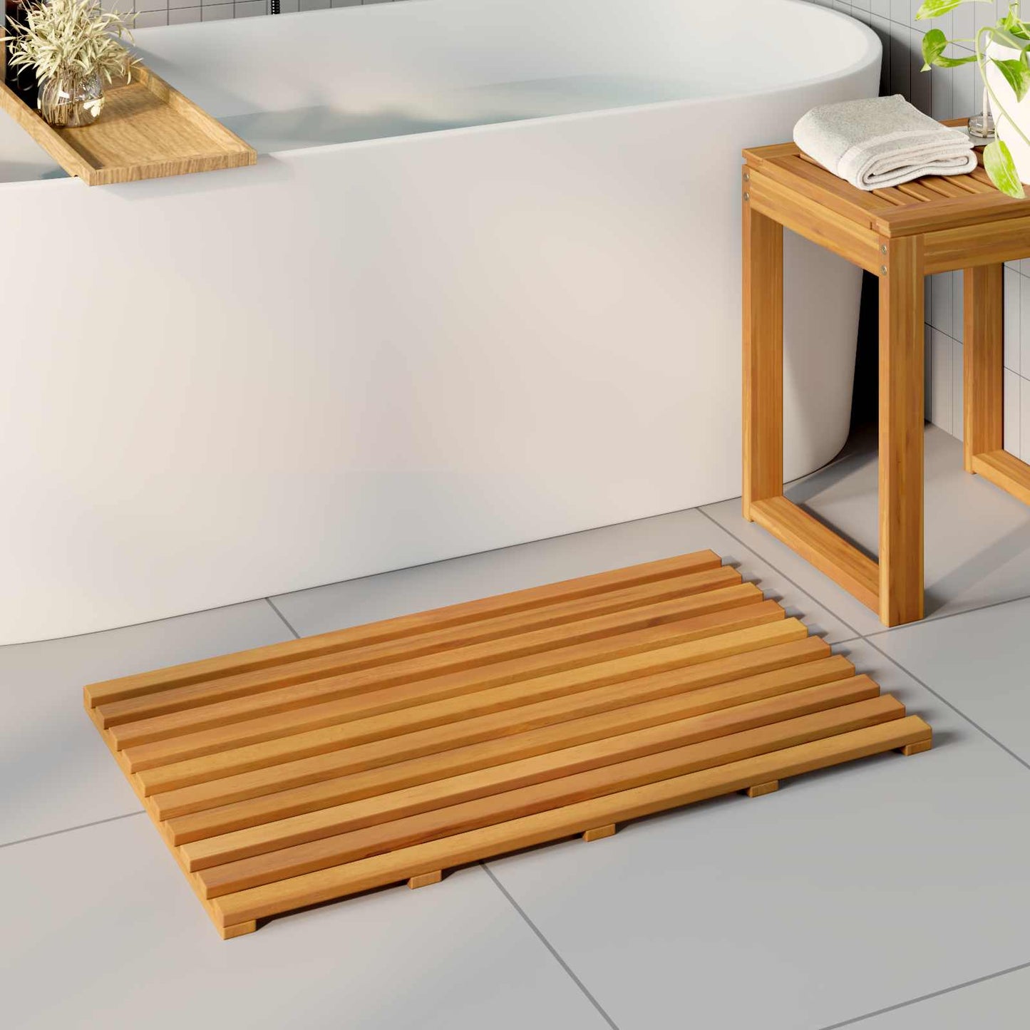 Badematte Uni Braun 100 X 53 Cm Holz