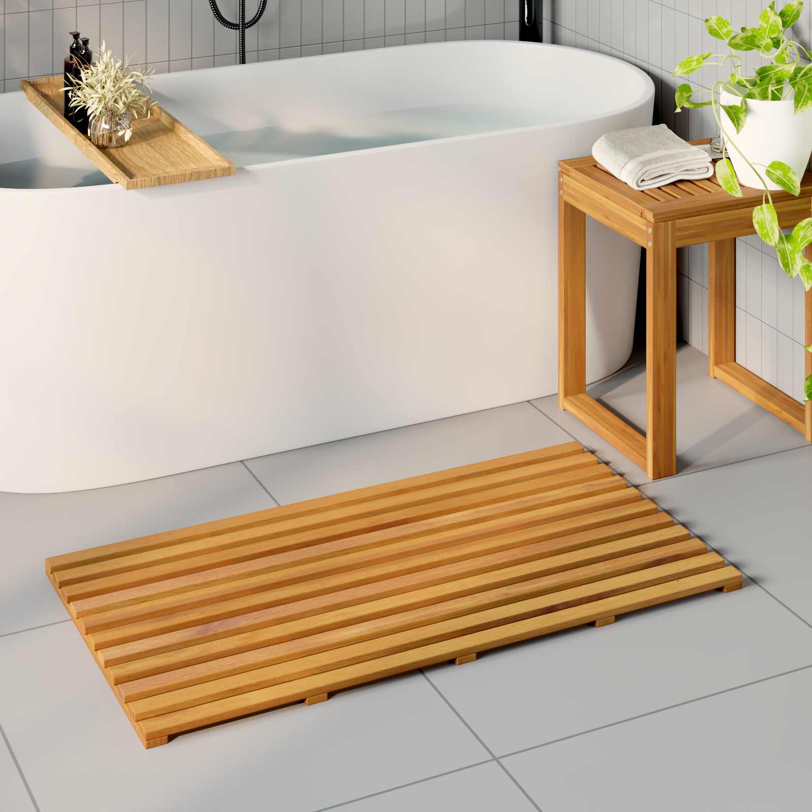 Badematte Uni Braun 100 X 53 Cm Holz