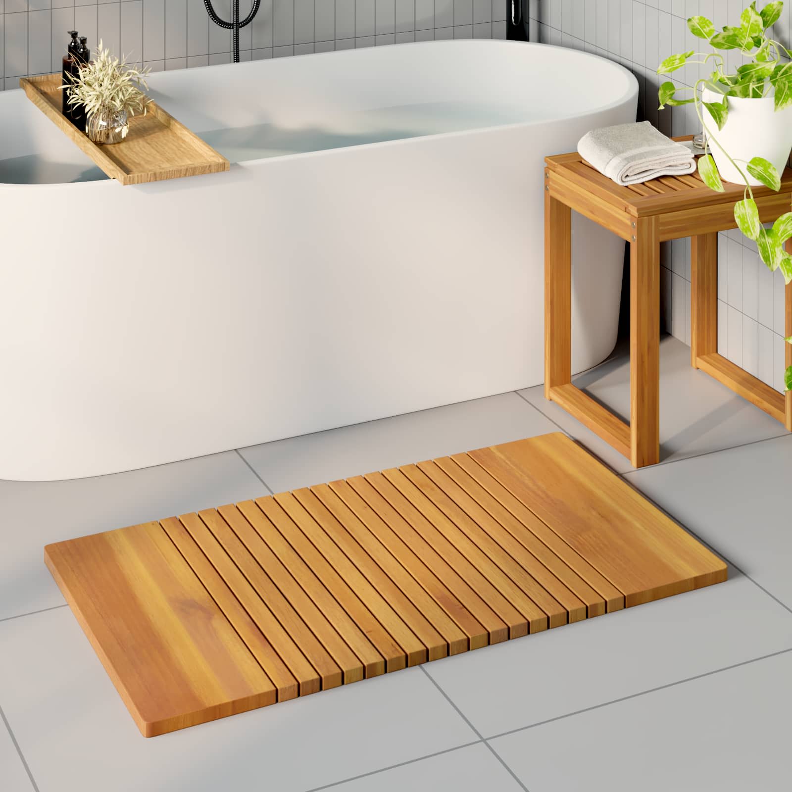 Badematte Uni Braun Holz