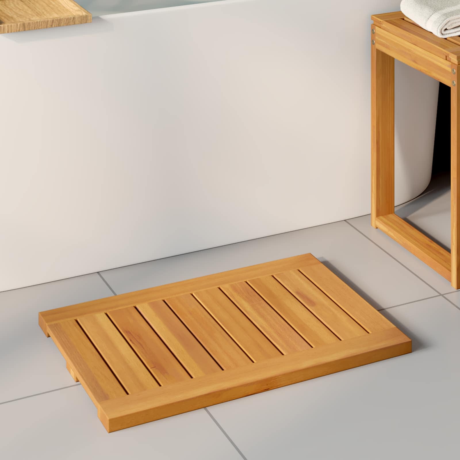 Badematte Uni Braun Holz