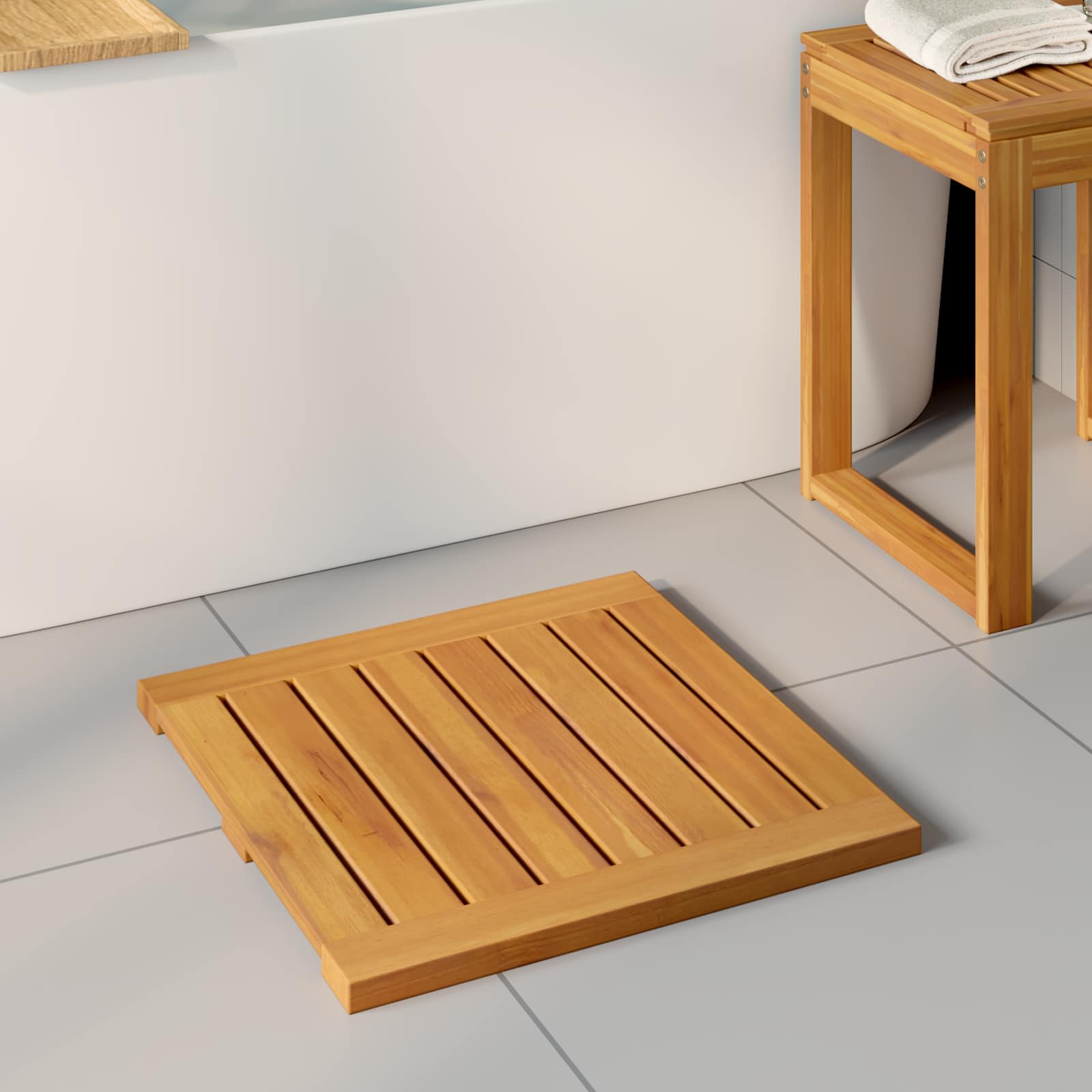 Badematte Uni Braun Holz