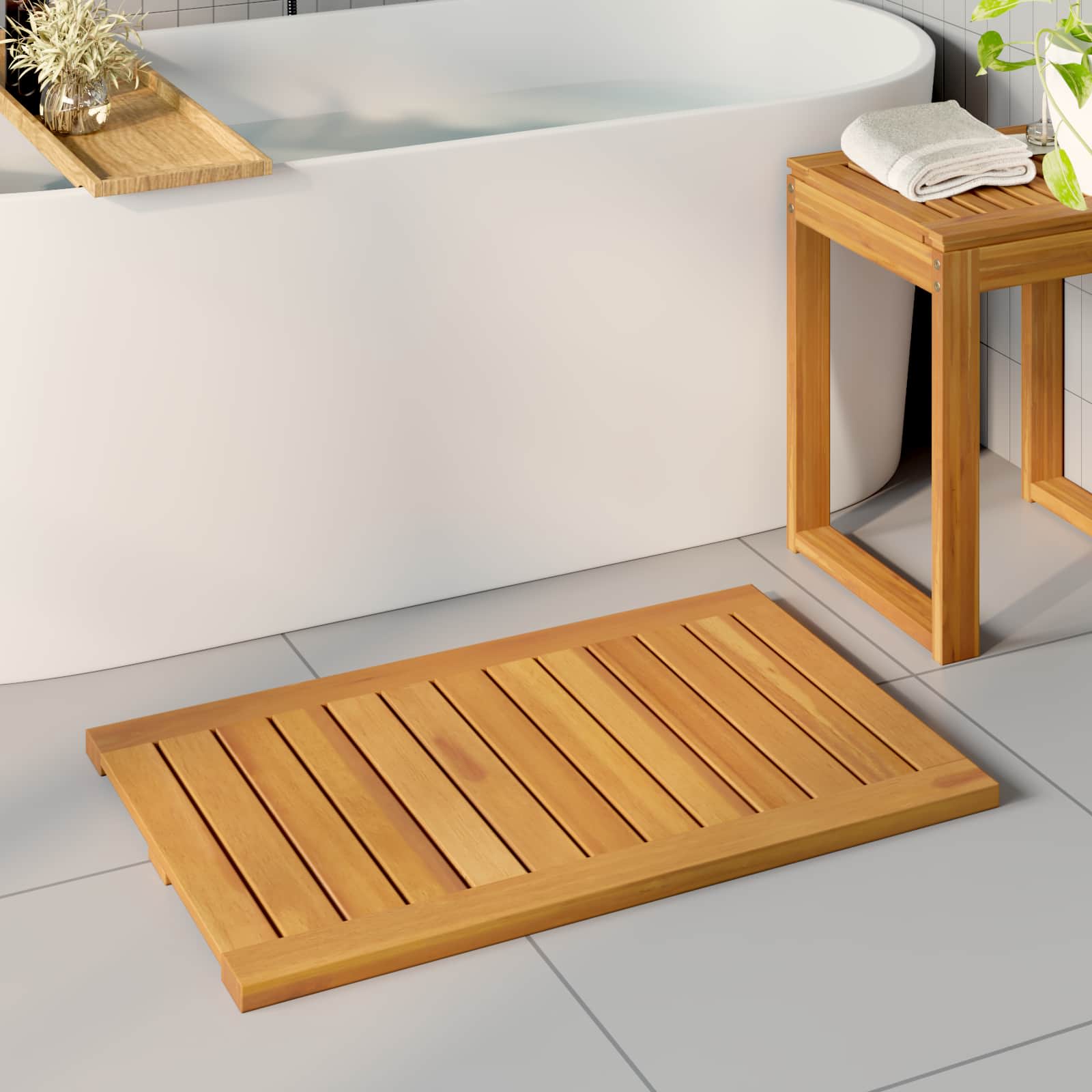 Badematte Uni Braun Holz