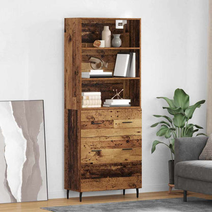 Highboard Braun Eichen-Optik 69,5X34X180 Cm Holzwerkstoff