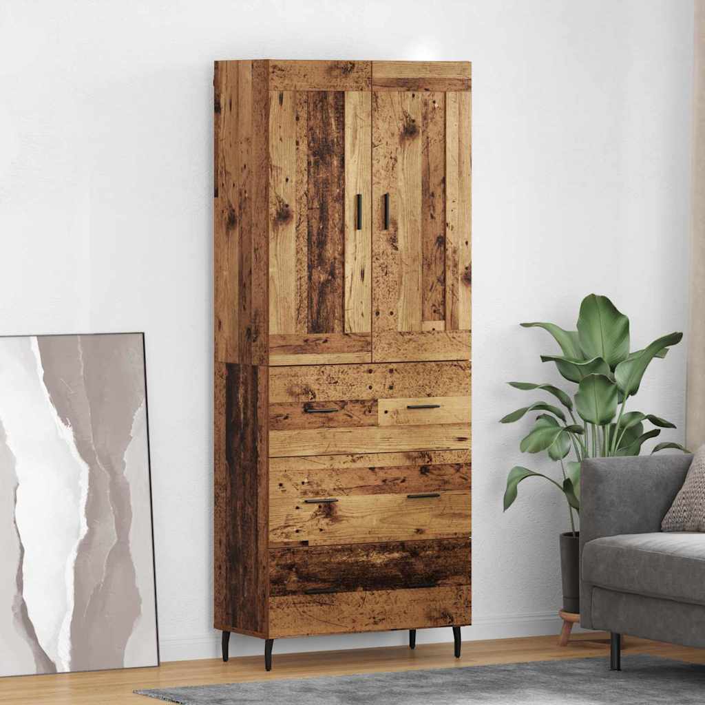 Highboard Braun Eichen-Optik 69,5X34X180 Cm Holzwerkstoff
