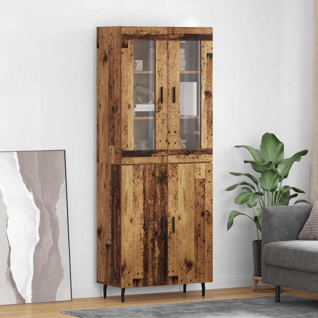 Highboard Braun Eichen-Optik 69,5X34X180 Cm Holzwerkstoff