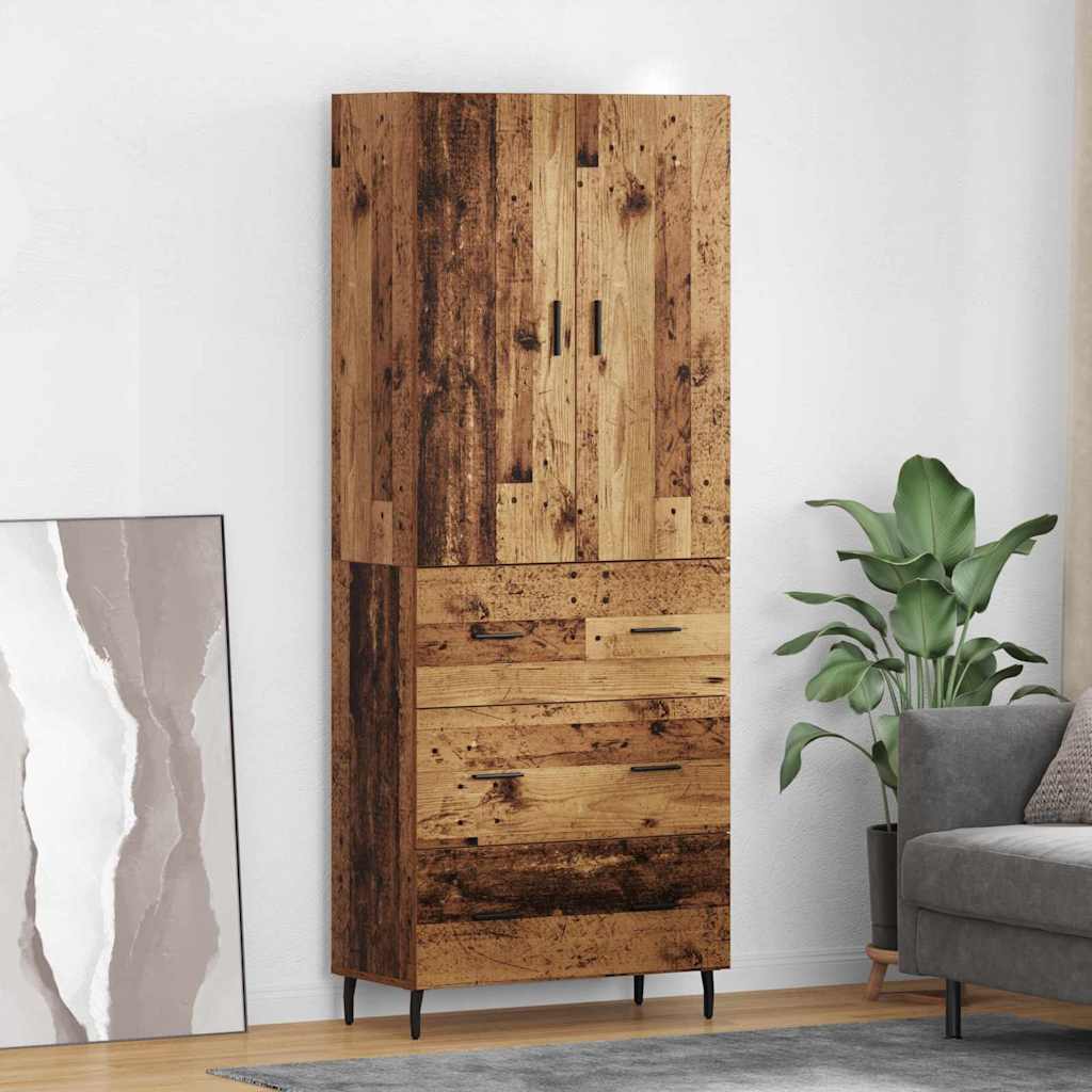 Highboard Braun Eichen-Optik 69,5X34X180 Cm Holzwerkstoff