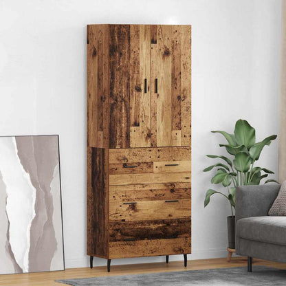 Highboard Braun Eichen-Optik 69,5X34X180 Cm Holzwerkstoff
