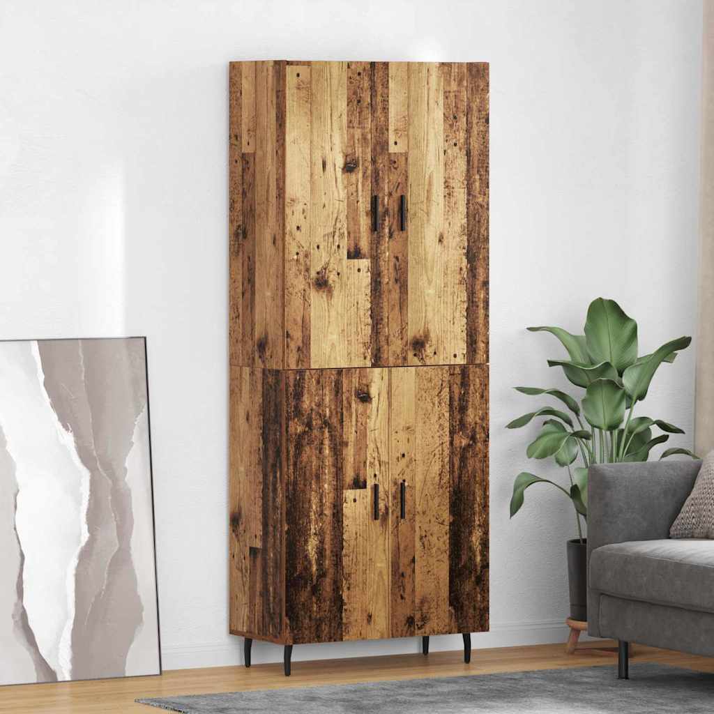 Highboard Braun Eichen-Optik 69,5X34X180 Cm Holzwerkstoff