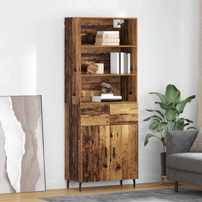 Highboard Braun Eichen-Optik 69,5X34X180 Cm Holzwerkstoff