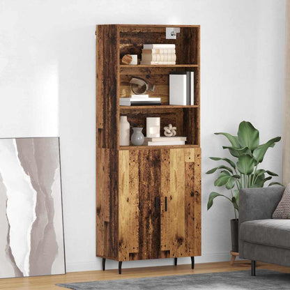 Highboard Braun Eichen-Optik 69,5X34X180 Cm Holzwerkstoff