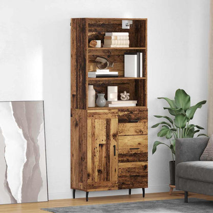 Highboard Braun Eichen-Optik 69,5X34X180 Cm Holzwerkstoff