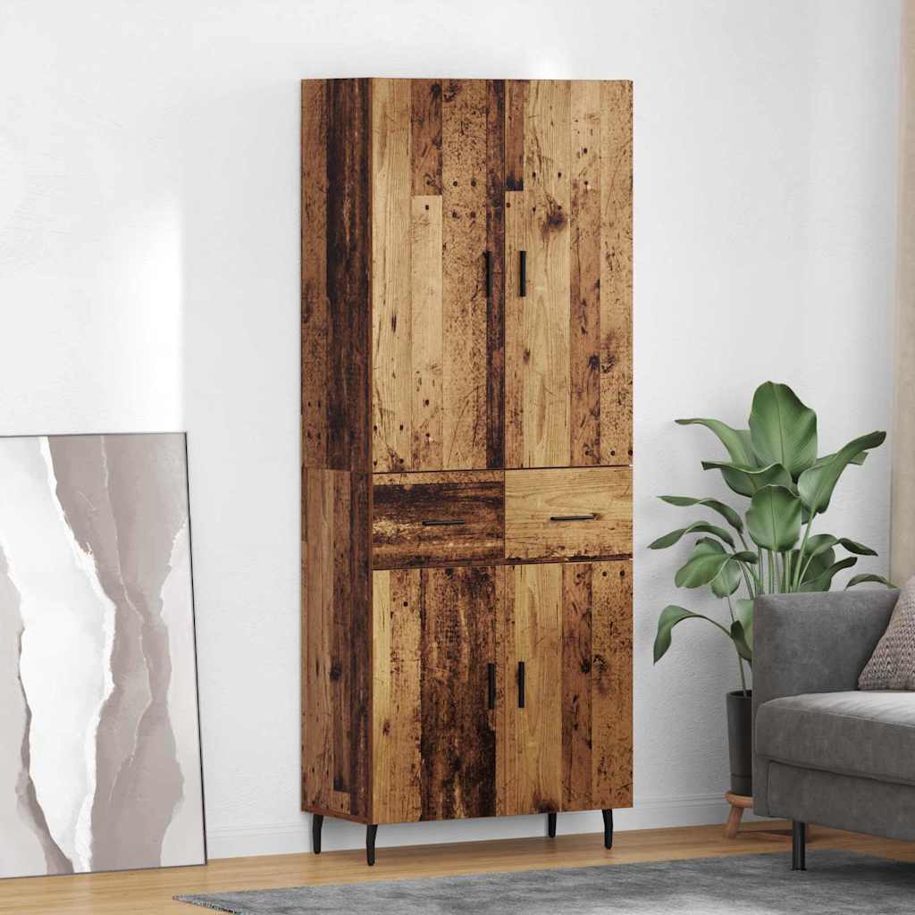 Highboard Braun Eichen-Optik 69,5X34X180 Cm Holzwerkstoff