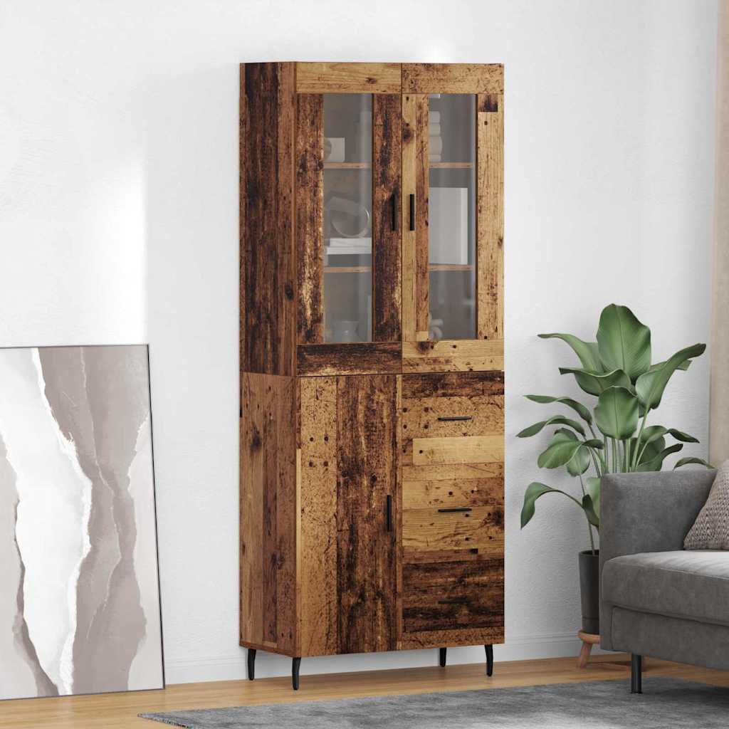 Highboard Braun Eichen-Optik 69,5X34X180 Cm Holzwerkstoff