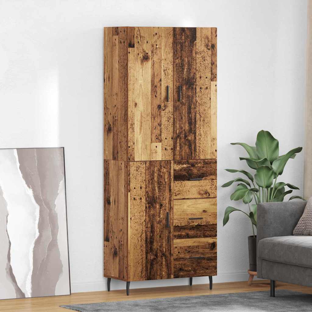 Highboard Braun Eichen-Optik 69,5X34X180 Cm Holzwerkstoff
