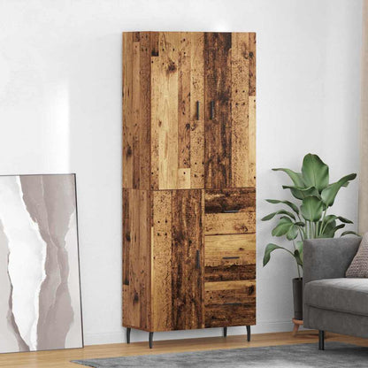 Highboard Braun Eichen-Optik 69,5X34X180 Cm Holzwerkstoff