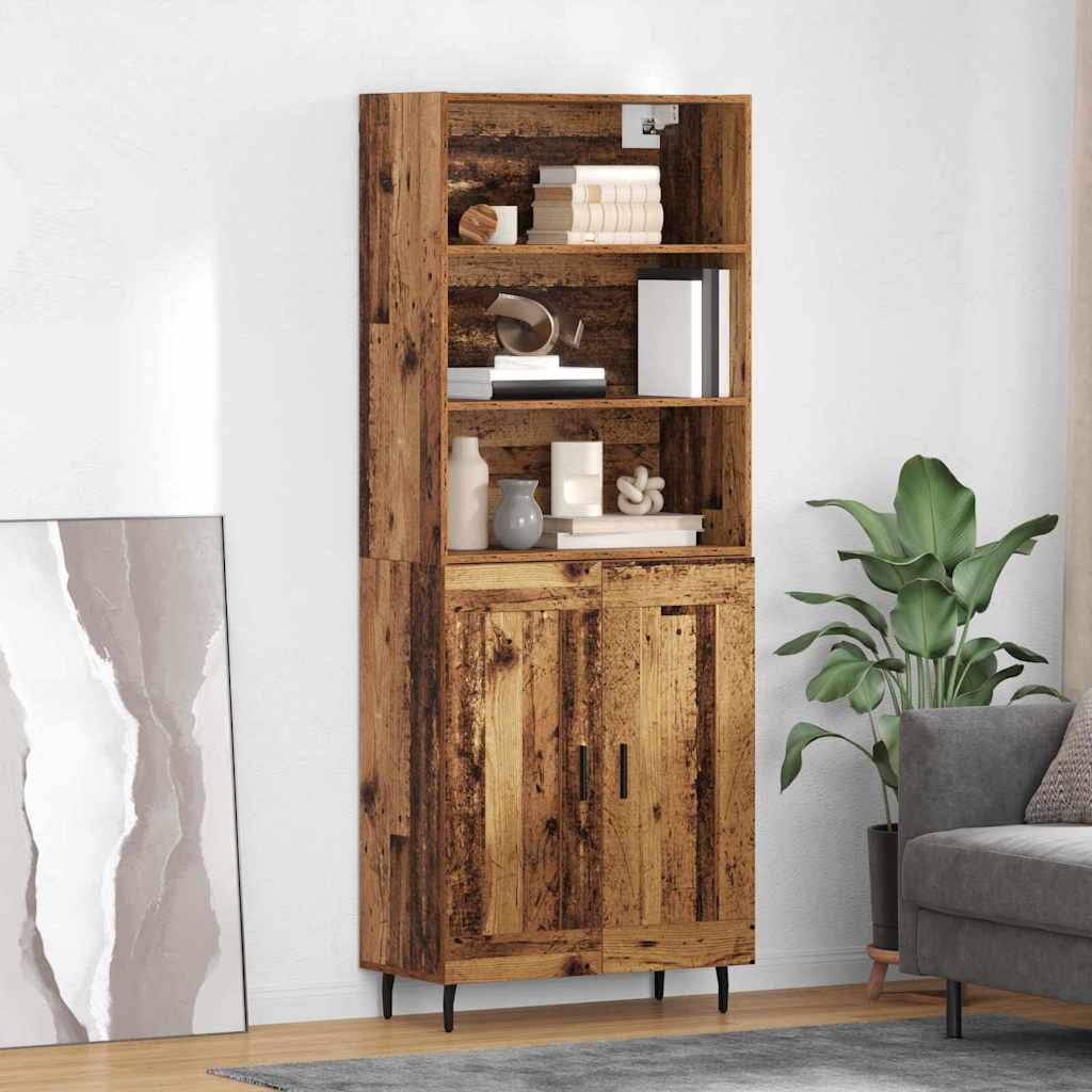Highboard Braun Eichen-Optik 69,5X34X180 Cm Holzwerkstoff