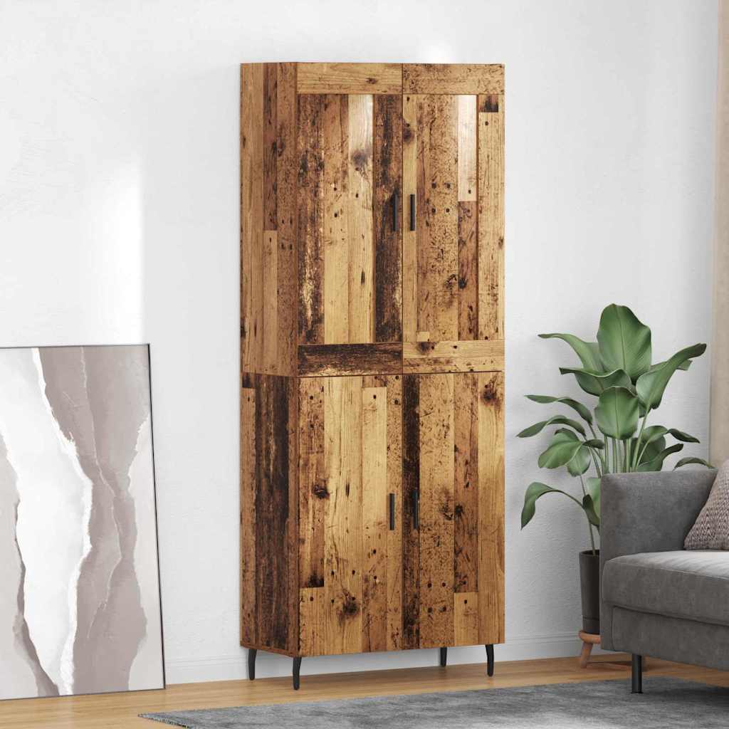 Highboard Braun Eichen-Optik 69,5X34X180 Cm Holzwerkstoff
