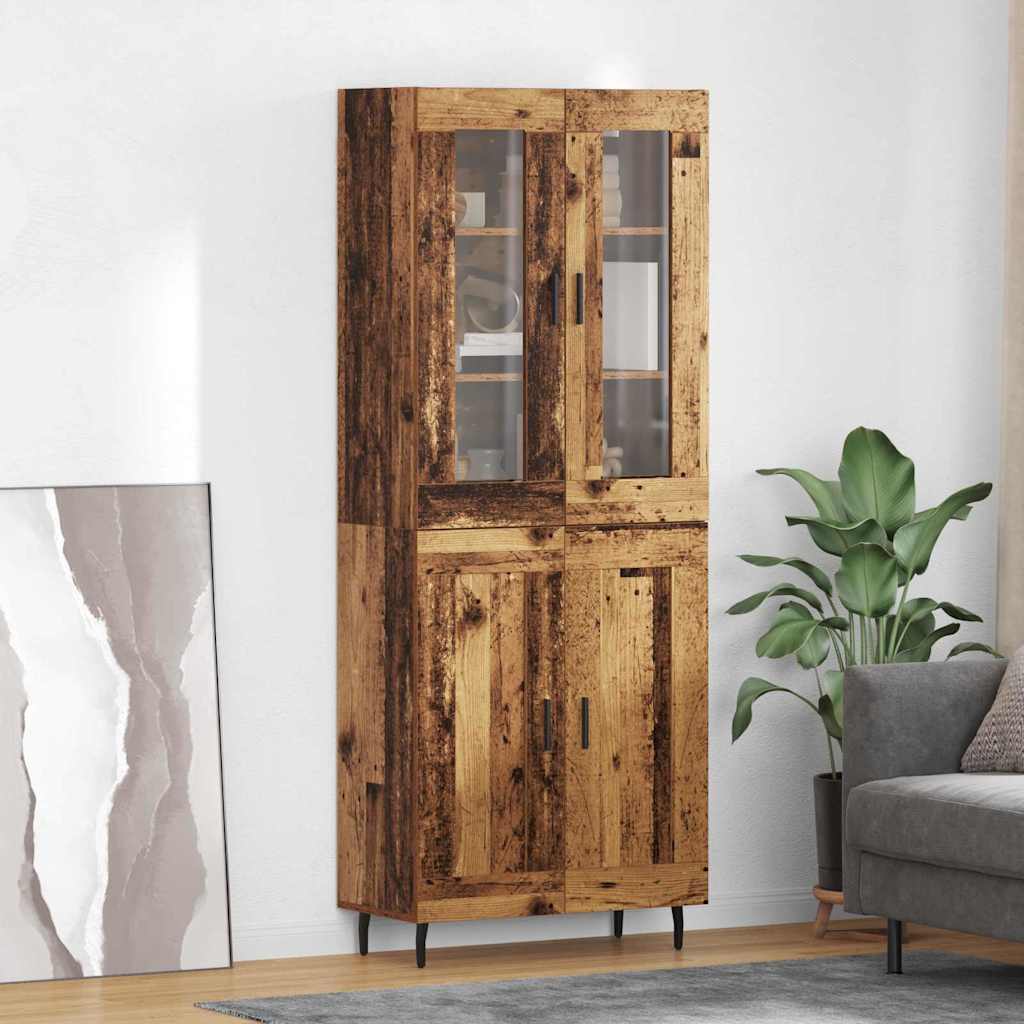 Highboard Braun Eichen-Optik 69,5X34X180 Cm Holzwerkstoff