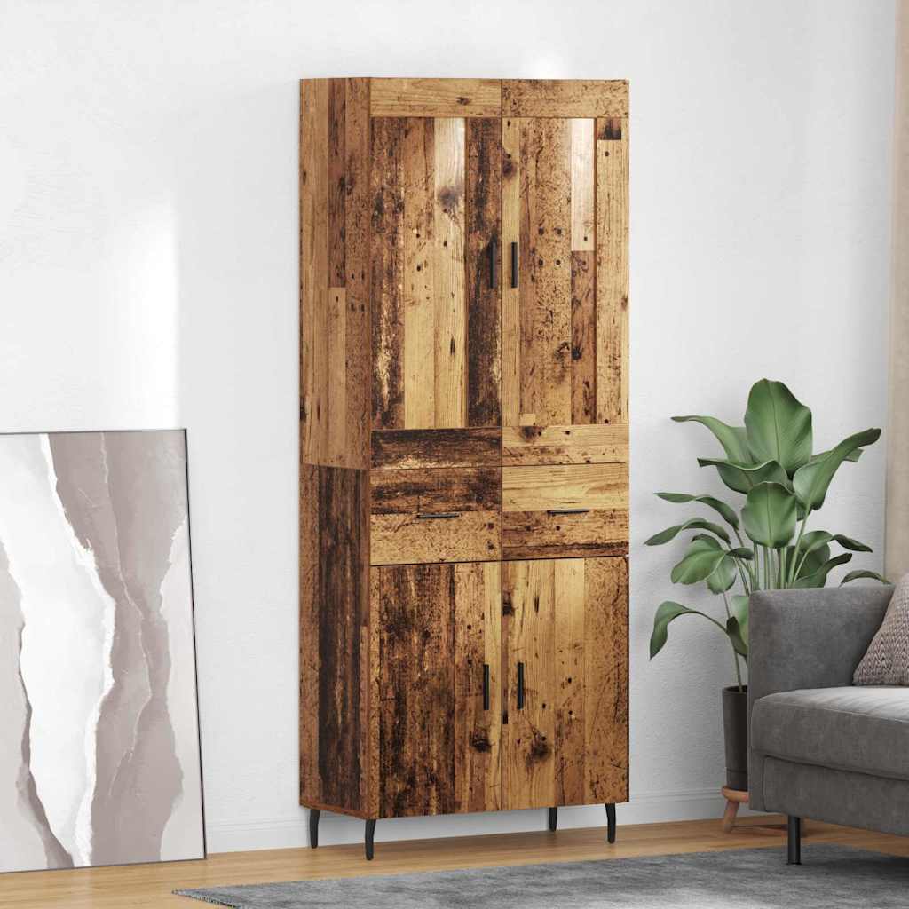 Highboard Braun Eichen-Optik 69,5X34X180 Cm Holzwerkstoff
