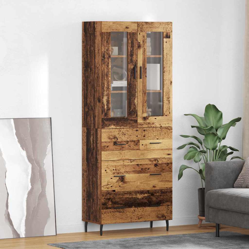 Highboard Braun Eichen-Optik 69,5X34X180 Cm Holzwerkstoff
