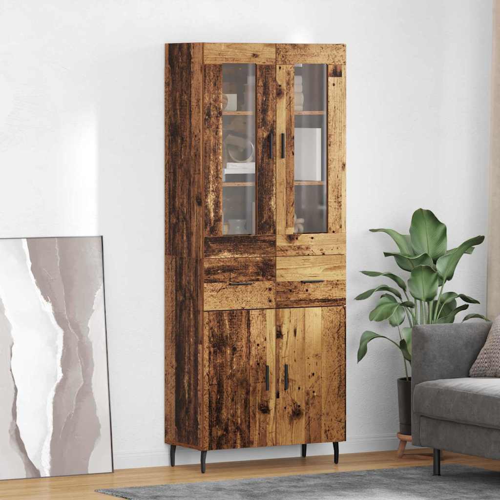 Highboard Braun Eichen-Optik 69,5X34X180 Cm Holzwerkstoff